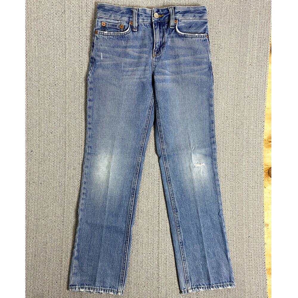 Vtg Polo Ralph Lauren Jeans Youth 10 26X26 Blue Distressed Slim Straight 381